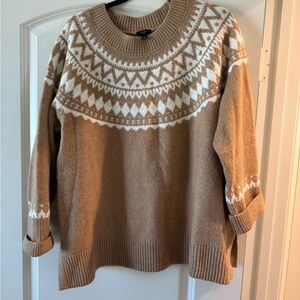 Talbots Tan and White Patterned Sweater